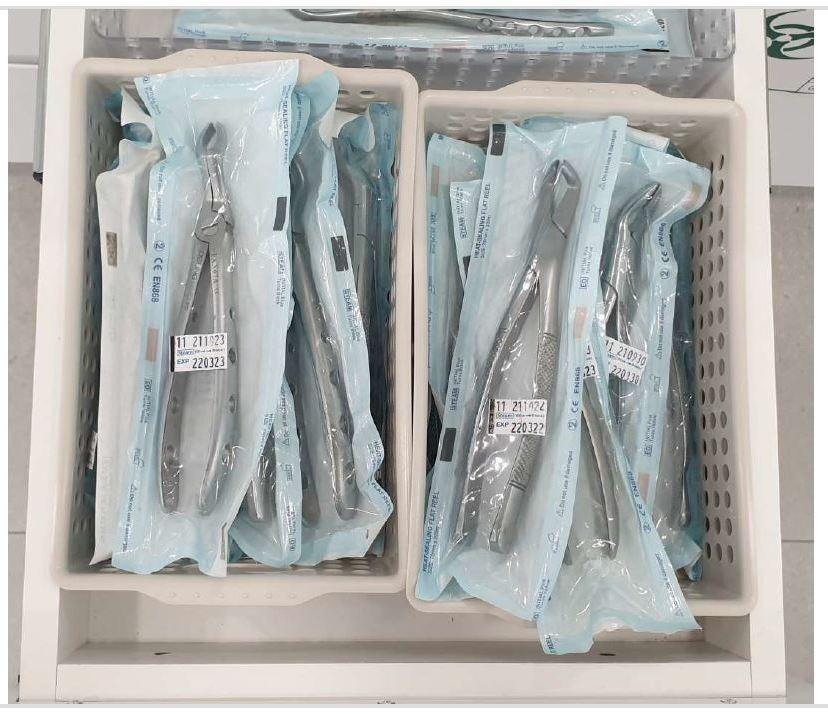 개별 포장된 멸균 기구 보관 상태